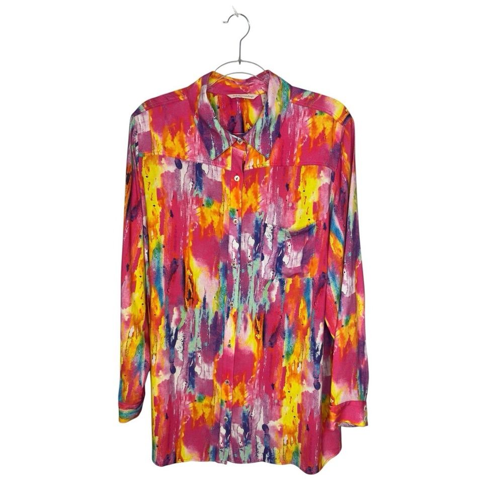 Soft Surroundings Blouse Top Size 1X Multicolored Abstract Art to Wear Dopamine